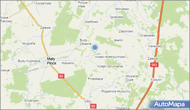 mapa Kołaki-Wietrzychowo, Kołaki-Wietrzychowo na mapie Targeo